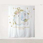 Een Little Boo Halloween Jongen Baby Shower Achter Wandkleed (Voorkant)