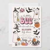 Een Little Boo Pink Halloween Baby shower Invitati Kaart (Voorkant)