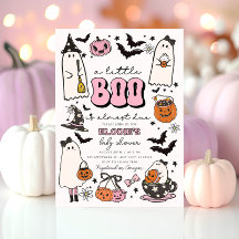 Een Little Boo Pink Halloween Baby shower Invitati