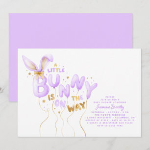Een Little Bunny Baby Shower Uitnodiging Goud Paar