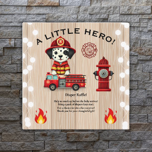 Een Little Hero Firetruck Puppy Baby shower Informatiekaartje