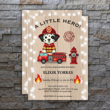 Een Little Hero Firetruck Puppy Baby shower