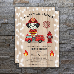 Een Little Hero Firetruck Puppy Baby shower Kaart