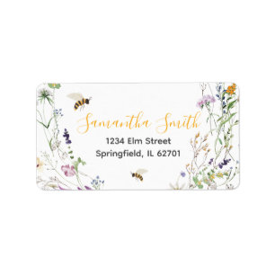 Een Little Honey Bee Wildflower Baby shower Adres Etiket
