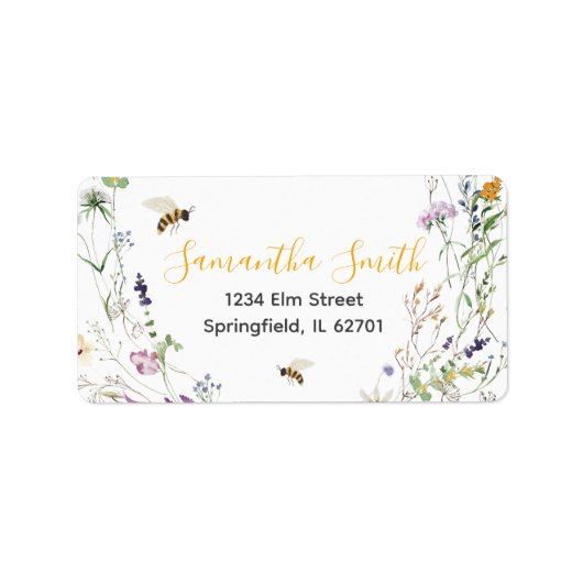 Een Little Honey Bee Wildflower Baby shower Adres Etiket (Voorkant)