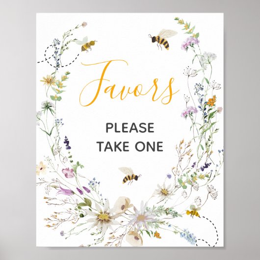 Een Little Honey Bee Wildflower Baby shower Favors Poster (Voorkant)