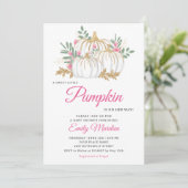 Een Little Pumpkin roze Boho Floral meisje Baby sh Kaart (Staand voorkant)