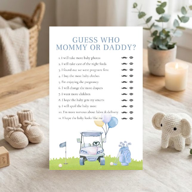 Een Little Putter Golf Shower Raad Wie Spel (Golf Baby Shower Guess Who Mommy or Daddy Game)