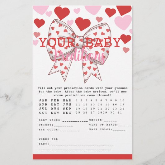 Een Little Sweetheart Baby Voorspelling Spelkaart Flyer (Voorkant)