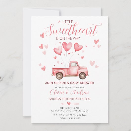 Een Little Sweetheart Roze Valentijn Baby shower Kaart (Voorkant)