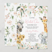 Een Little Wild One Girl Oerwoud Baby shower Kaart (Voorkant / Achterkant)