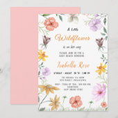 Een Little Wildflower Blush Pink Girl Baby shower Kaart (Voorkant / Achterkant)