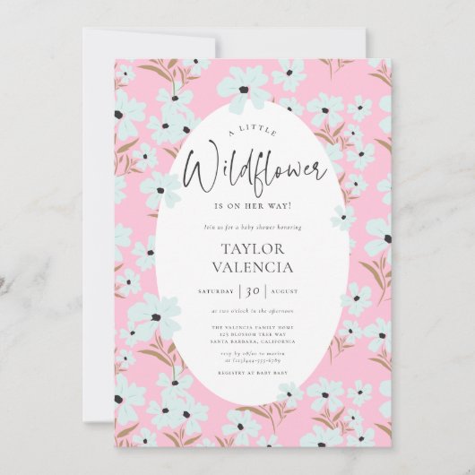 Een Little Wildflower Boho Roze Meisje Baby shower Kaart (Voorkant)