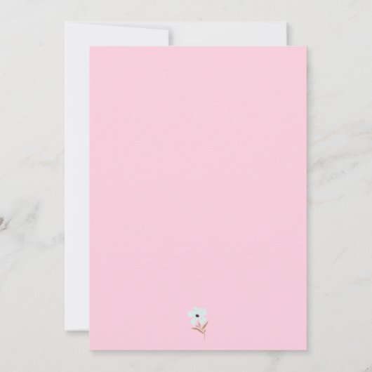 Een Little Wildflower Boho Roze Meisje Baby shower Kaart (Achterkant)