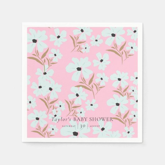 Een Little Wildflower Boho Roze Meisje Baby shower Servet (Voorkant)