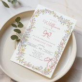 Een Little Wildflower roze Bow lijst Baby shower Kaart