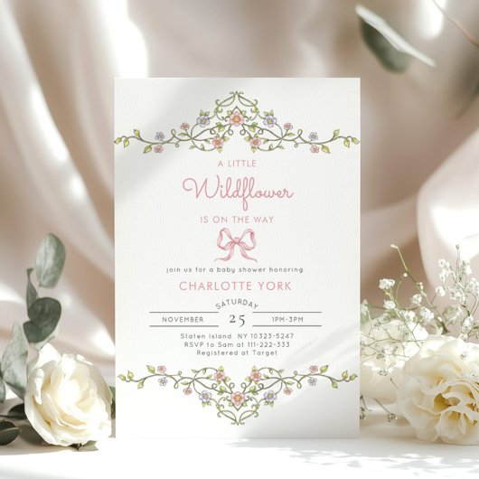 Een Little Wildflower tuin boog baby shower Kaart