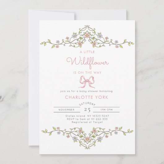 Een Little Wildflower tuin boog baby shower Kaart (Voorkant)