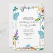 Een locatie kleurrijke bloemenelegante bruiloft kaart (Voorkant)