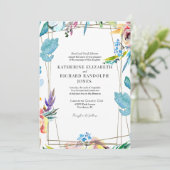 Een locatie kleurrijke bloemenelegante bruiloft kaart (Staand voorkant)