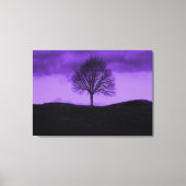 Een Lone Tree Pop Art Paarse Landschaps Canvas (Voorkant)