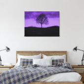 Een Lone Tree Pop Art Paarse Landschaps Canvas (Insitu (Slaapkamer))
