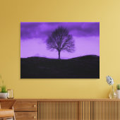 Een Lone Tree Pop Art Paarse Landschaps Canvas Afdruk (Insitu (Woonkamer))