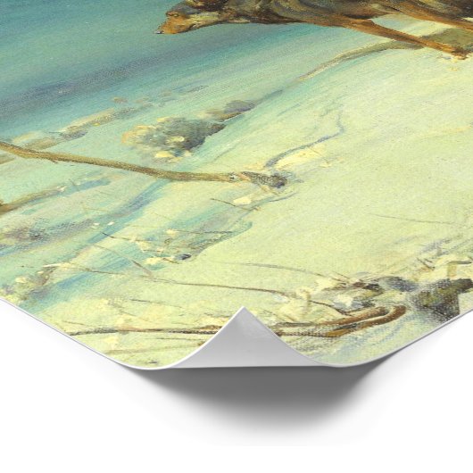 Een Lone Wolf Samotny Wilk Alfred Wierusz Kowalski Poster (Hoek)