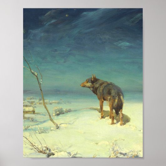 Een Lone Wolf Samotny Wilk Alfred Wierusz Kowalski Poster (Voorkant)