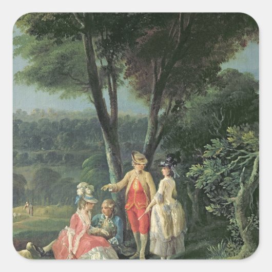 Een loop in het Park Vierkante Sticker (Voorkant)