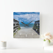 Een loopbrug naar Paradise Wall Clock Vierkante Klok (Huis)