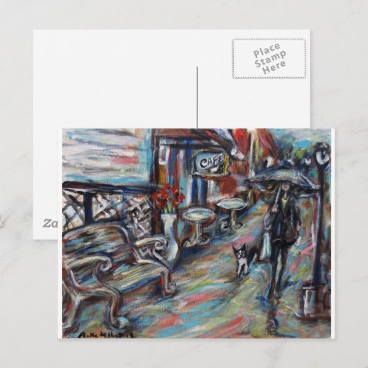 Een loopje in de regen briefkaart (Voorkant / Achterkant)