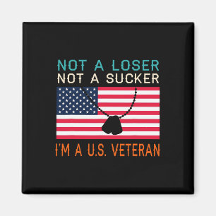 Een Loser Sucker Ik ben een US Veteran Biden 2020 Magneet