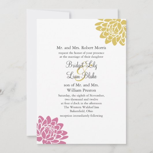 Een Lotus Flower Wedding Invitation 2 (geel) Kaart (Voorkant)
