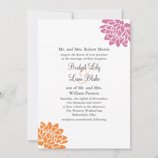 Een Lotus Flower Wedding Invitation 2 (oranje) Kaart (Voorkant)