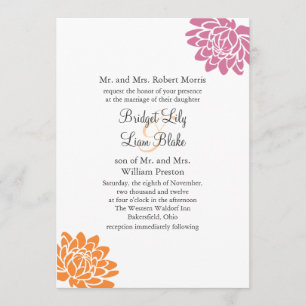 Een Lotus Flower Wedding Invitation 2 (oranje) Kaart