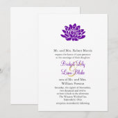 Een Lotus Flower Wedding-uitnodiging (paars) Kaart (Voorkant / Achterkant)