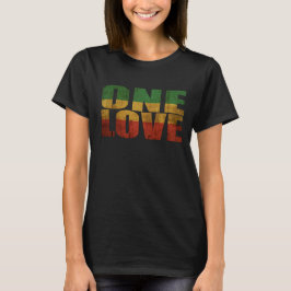 ÉÉN LOVE rood, goud en groen T-shirt