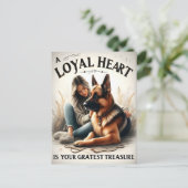 Een loyaal hart met een Duitse herder Briefkaart (Staand voorkant)