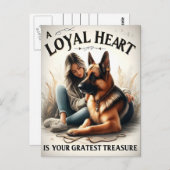 Een loyaal hart met een Duitse herder Briefkaart (Voorkant / Achterkant)