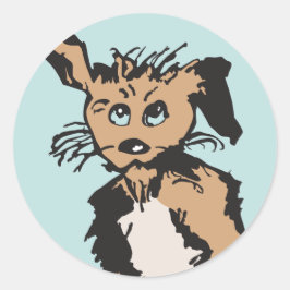 Een luchtige hond met blauwe papaver ronde sticker