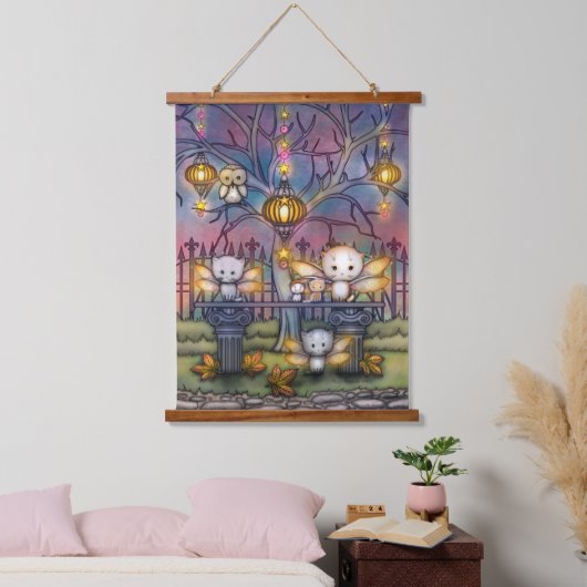 Een luchtkap in een herfst-nachtvacht hangend wandkleed (Slaapkamer)