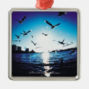 Een luchtvisooglens-uitzicht van Tokyo Bay, Japan Metalen Ornament