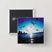 Een luchtvisooglens-uitzicht van Tokyo Bay, Japan Vierkante Button 5,1 Cm (Voorkant /achterkant)