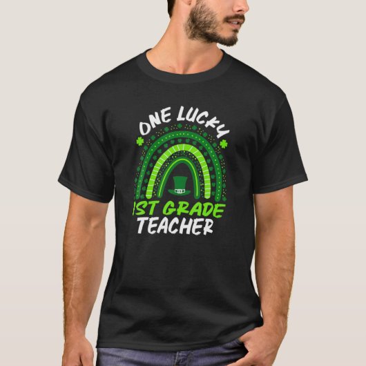 Eén Lucky 1St Grade Teacher Rainbow St Patrick's D T-shirt (Voorkant)