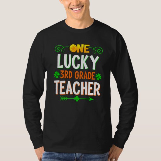Eén Lucky 3rd Grade Teacher Leopard St Patricku201 T-shirt (Voorkant)