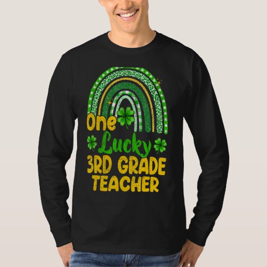 Eén Lucky 3rd Grade Teacher Rainbow Shamrock St Pa T-shirt (Voorkant)