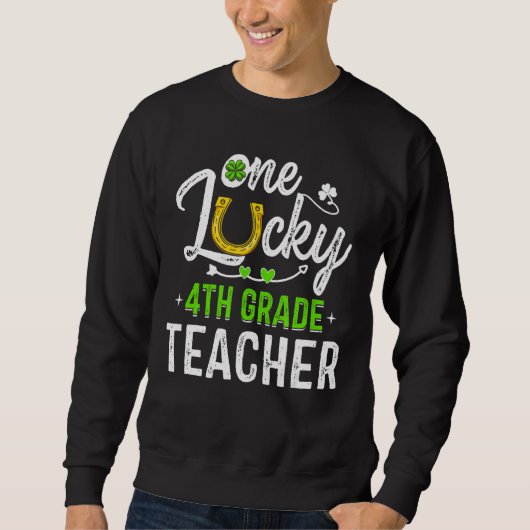 Eén Lucky 4th Grade Teacher Shamrock St. Patrick Trui (Voorkant)