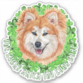 Eén Lucky Akita Inu Long Coat St. Patrick Dog Sticker (Voorkant)