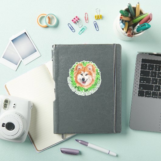 Eén Lucky Akita Inu Long Coat St. Patrick Dog Sticker (iPad Cover)